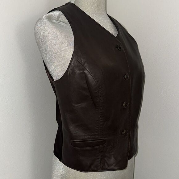 Lillie Rubin Gruppo Americano made in USA brown leather vest small s - Picture 2 of 8